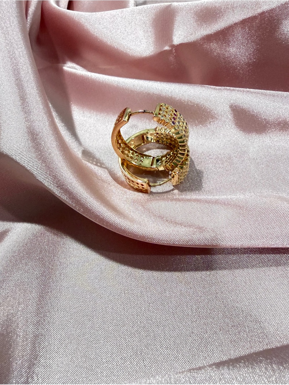 Gold Crystal Pavé Hoop Earrings - Women Jewelry